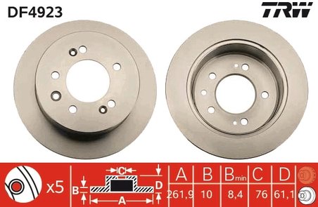 DISC FRANA TRW DF4923 - Compatibil cu HYUNDAI, HYUNDAI (BEIJING), KIA, KIA (DYK)