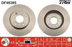 DISC FRANA TRW DF4928S - Compatibil cu CHEVROLET, CHEVROLET (SGM), OPEL, PONTIAC, VAUXHALL