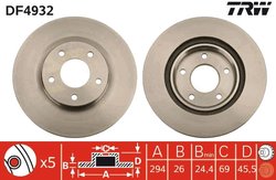 DISC FRANA TRW DF4932 - Compatibil cu CHRYSLER, CITROEN, DODGE, JEEP, MITSUBISHI, MITSUBISHI (GAC), PEUGEOT