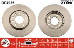 DISC FRANA TRW DF4936 - Compatibil cu OPEL, VAUXHALL