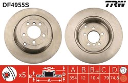 DISC FRANA TRW DF4955S - Compatibil cu LAND ROVER