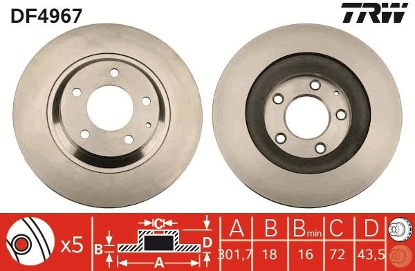 DISC FRANA TRW DF4967 - Compatibil cu MAZDA