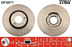 DISC FRANA TRW DF4971 - Compatibil cu CITROEN
