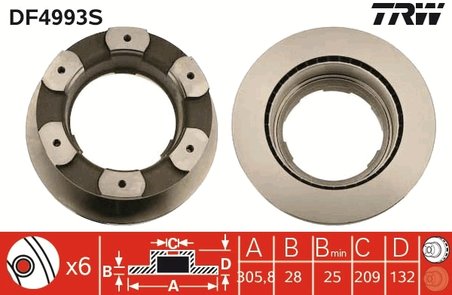 DISC FRANA TRW DF4993S - Compatibil cu IVECO