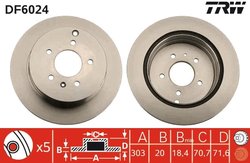 DISC FRANA TRW DF6024 - Compatibil cu CHEVROLET, CHEVROLET (SGM), HOLDEN, OPEL, PONTIAC, VAUXHALL