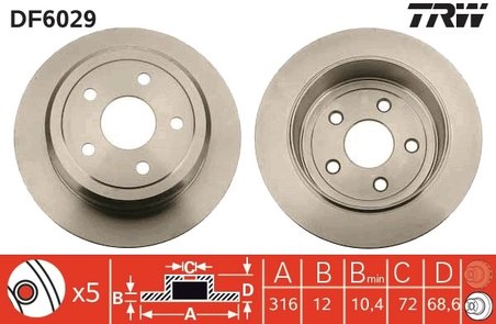 DISC FRANA TRW DF6029 - Compatibil cu JEEP