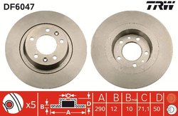 DISC FRANA TRW DF6047 - Compatibil cu PEUGEOT