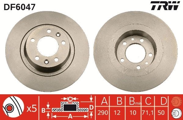 DISC FRANA TRW DF6047 - Compatibil cu PEUGEOT