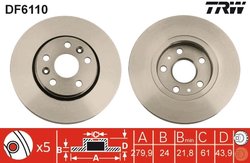 DISC FRANA TRW DF6110 - Compatibil cu MERCEDES-BENZ, NISSAN, RENAULT
