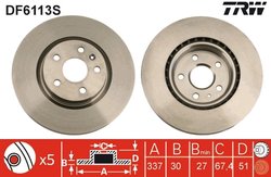 DISC FRANA TRW DF6113S - Compatibil cu OPEL, SAAB, VAUXHALL
