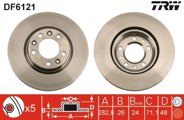 DISC FRANA TRW DF6121 - Compatibil cu CITROEN, PEUGEOT
