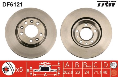 DISC FRANA TRW DF6121 - Compatibil cu CITROEN, PEUGEOT