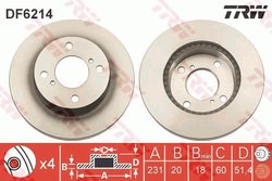 DISC FRANA TRW DF6214 - Compatibil cu NISSAN, SUZUKI