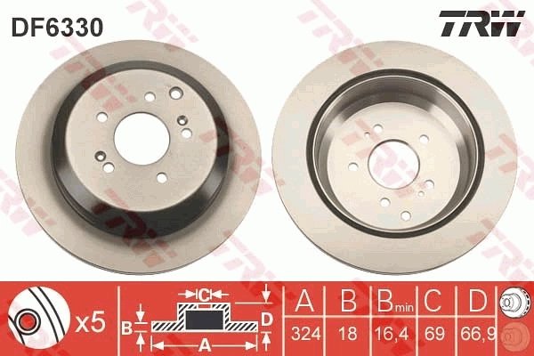 DISC FRANA TRW DF6330 - Compatibil cu HYUNDAI