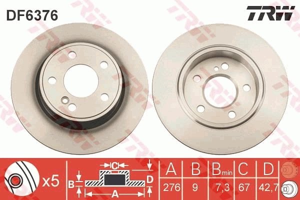 DISC FRANA TRW DF6376 - Compatibil cu MERCEDES-BENZ