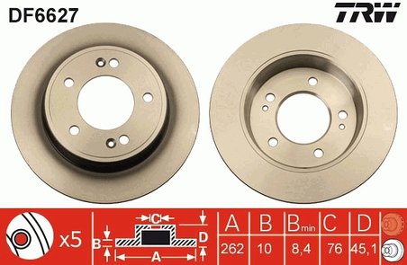 DISC FRANA TRW DF6627 - Compatibil cu HYUNDAI, KIA