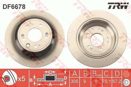 DISC FRANA TRW DF6678 - Compatibil cu HONDA