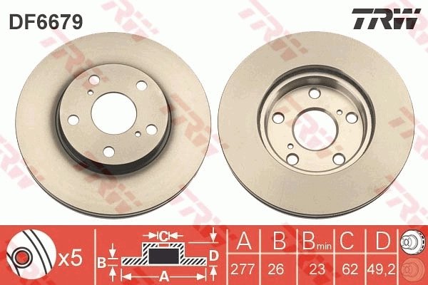 DISC FRANA TRW DF6679 - Compatibil cu TOYOTA