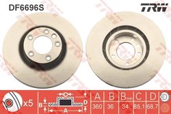 DISC FRANA TRW DF6696S - Compatibil cu PORSCHE, VW