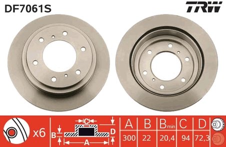 DISC FRANA TRW DF7061S - Compatibil cu MITSUBISHI
