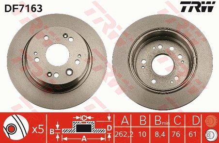 DISC FRANA TRW DF7163 - Compatibil cu HONDA