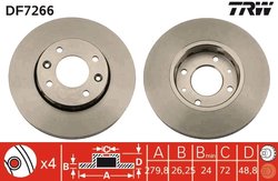 DISC FRANA TRW DF7266 - Compatibil cu KIA