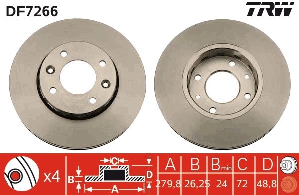 DISC FRANA TRW DF7266 - Compatibil cu KIA