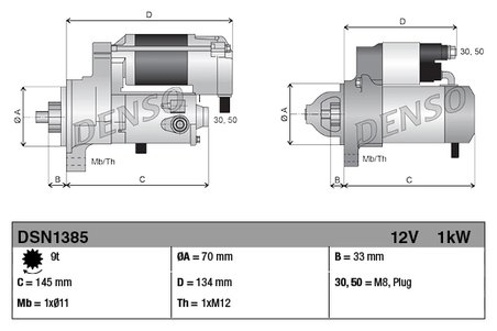 ELECTROMOTOR DENSO DSN1385 - Compatibil cu HONDA