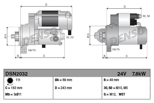 ELECTROMOTOR DENSO DSN2032 - Piesa auto compatibila cu mai multe marci