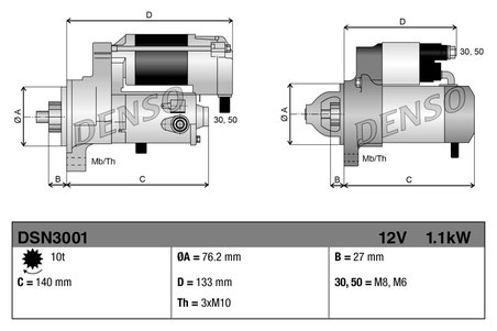 ELECTROMOTOR DENSO DSN3001 - Compatibil cu FORD, MAZDA, VOLVO