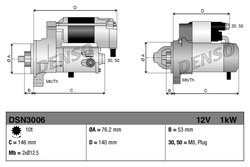 ELECTROMOTOR DENSO DSN3006 - Compatibil cu AUDI, SEAT, SKODA, VW