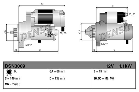 ELECTROMOTOR DENSO DSN3009 - Compatibil cu CHEVROLET, DAEWOO, OPEL, VAUXHALL