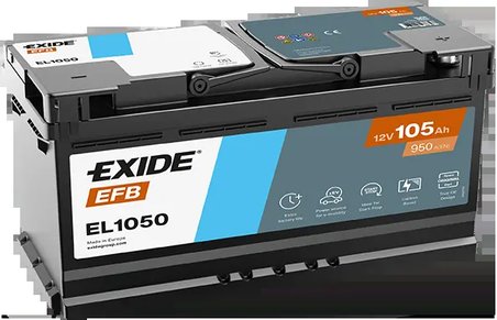 BATERIE DE PORNIRE EXIDE EA1050 - Compatibil cu DEUTZ-FAHR, FENDT, IVECO, KRAMER, MERCEDES-BENZ