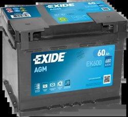 BATERIE DE PORNIRE EXIDE EK600 - Compatibil cu ALFA ROMEO, ALPINA, AUDI, BENTLEY, BESTURN (FAW), BMW, CITROEN, DACIA, FIAT, FORD