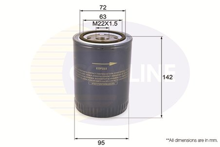 FILTRU ULEI COMLINE EOF222 - Compatibil cu CITROEN, FIAT, IVECO, PEUGEOT