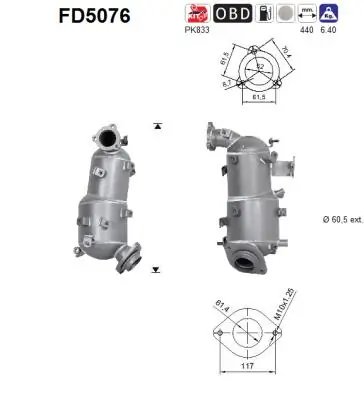 FILTRU DE PARTICULE AS FD5076 - Compatibil cu TOYOTA