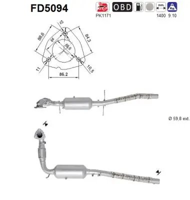 FILTRU DE PARTICULE AS FD5094 - Compatibil cu FORD