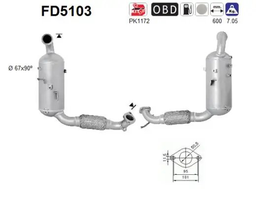 FILTRU DE PARTICULE AS FD5103 - Compatibil cu FORD