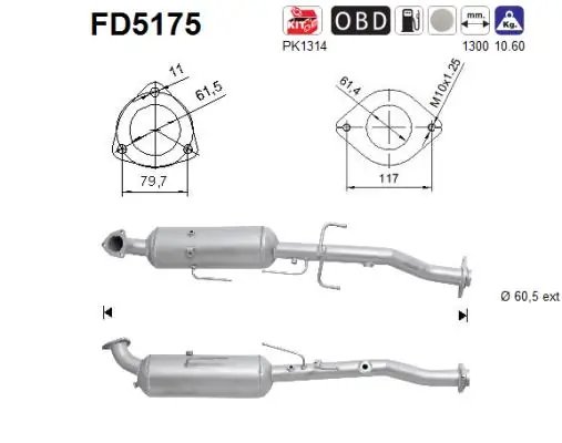 FILTRU DE PARTICULE AS FD5175 - Compatibil cu TOYOTA