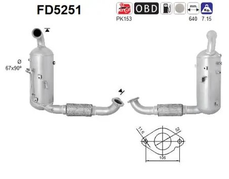 FILTRU DE PARTICULE AS FD5251 - Compatibil cu FORD, VOLVO