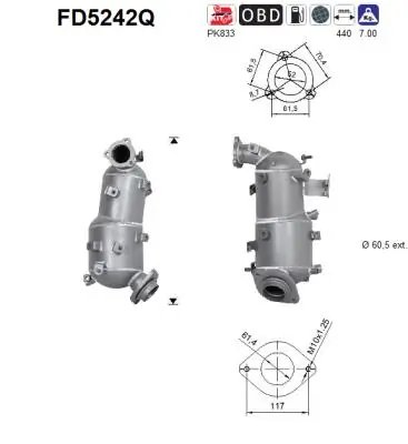 FILTRU DE PARTICULE AS FD5242Q - Compatibil cu TOYOTA