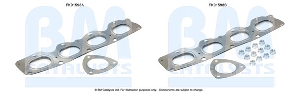SET MONTAJ CATALIZATOR BM CATALYSTS FK91598 - Compatibil cu ALFA ROMEO, FIAT, OPEL, VAUXHALL