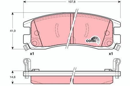 SET PLACUTE FRANA TRW GDB1309 - Compatibil cu BUICK, BUICK (SGM), CADILLAC, CHEVROLET, MEGA, OPEL, PONTIAC, VAUXHALL