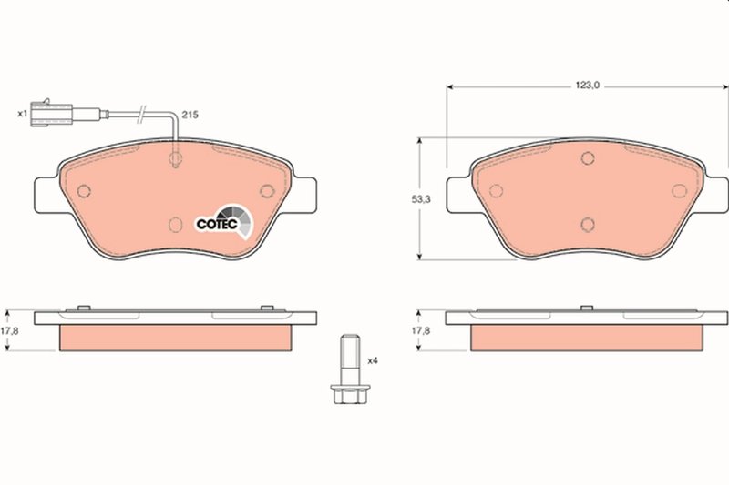 SET PLACUTE FRANA TRW GDB1482 - Compatibil cu ALFA ROMEO, CITROEN, FIAT, PEUGEOT