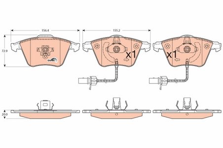 SET PLACUTE FRANA TRW GDB1554 - Compatibil cu AUDI, AUDI (FAW), SEAT