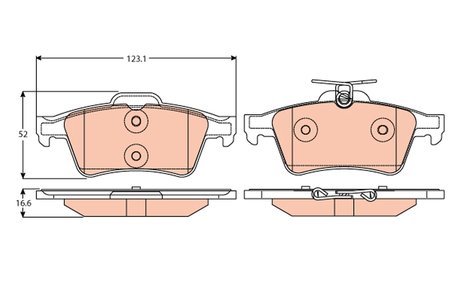 SET PLACUTE FRANA TRW GDB2086 - Compatibil cu CADILLAC, CHEVROLET, CITROEN, DAIMLER, FORD, JAGUAR, MAZDA, OPEL, RENAULT, SAAB, V
