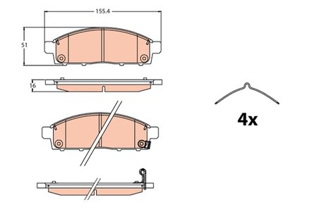 SET PLACUTE FRANA TRW GDB2124 - Compatibil cu MITSUBISHI