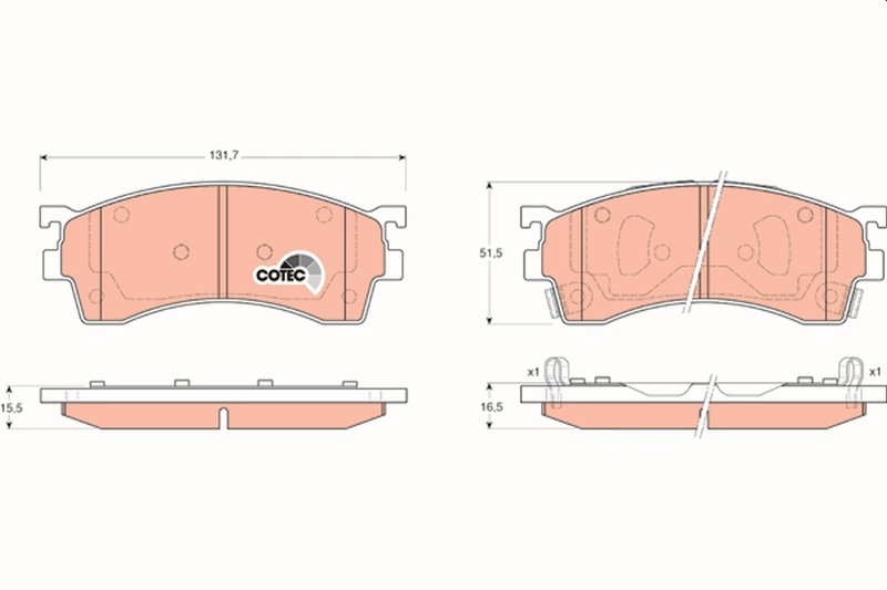 SET PLACUTE FRANA TRW GDB3209 - Compatibil cu FORD ASIA & OCEANIA, FORD AUSTRALIA, HAIMA (FAW), KIA, MAZDA