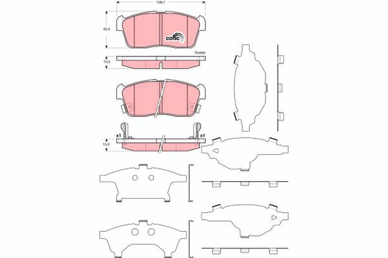 SET PLACUTE FRANA TRW GDB3359 - Compatibil cu DAIHATSU, MARUTI SUZUKI, SUBARU, SUZUKI