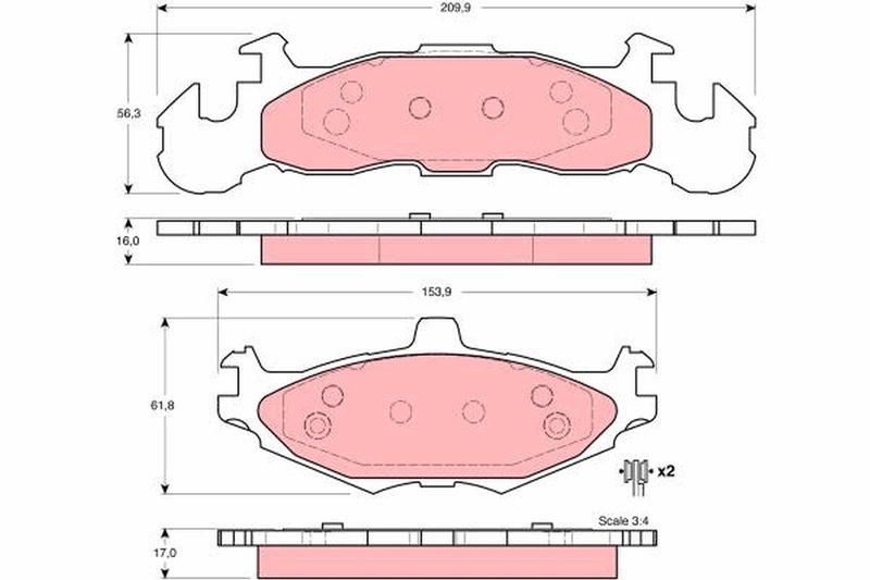 SET PLACUTE FRANA TRW GDB4003 - Compatibil cu CHRYSLER, DODGE, PLYMOUTH